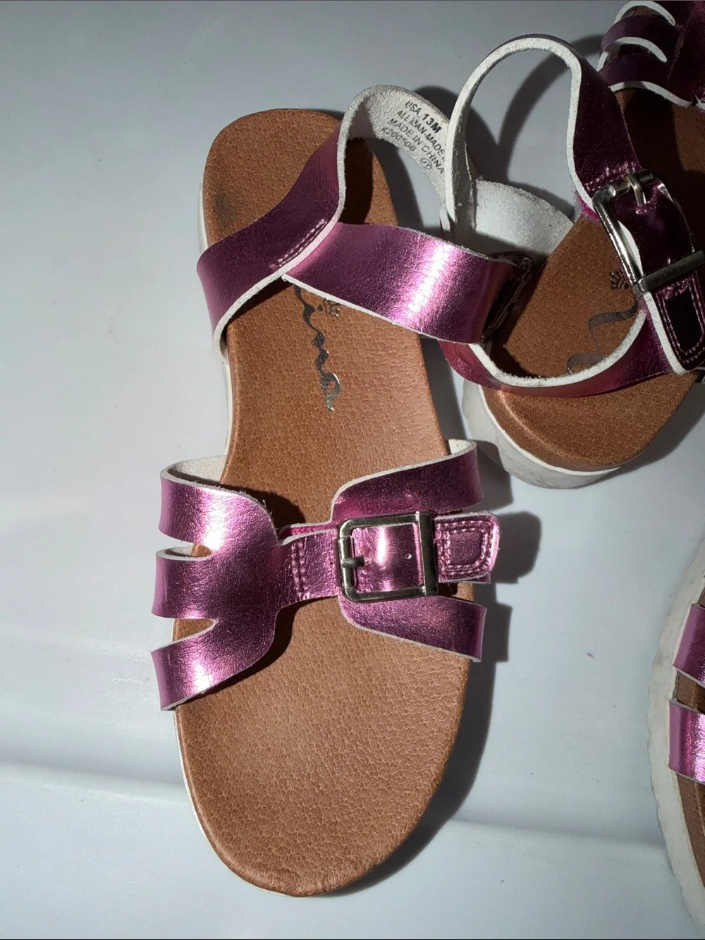 Nina Lacey Big Girls Metallic Adjustable strap Sandals